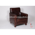 Antique dark brown leather living room sofa